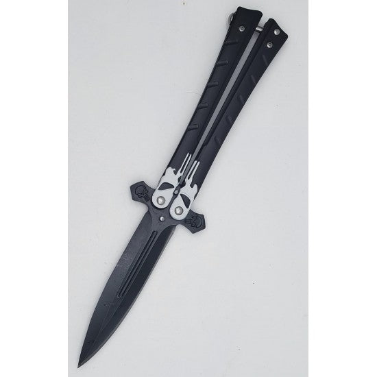 Butterfly Knife, 4.25" Dagger Blade, 9.5" Overall, Punisher