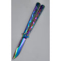 Butterfly Knife, 4" Blade, 9.25" Overall Titanium Rainbow