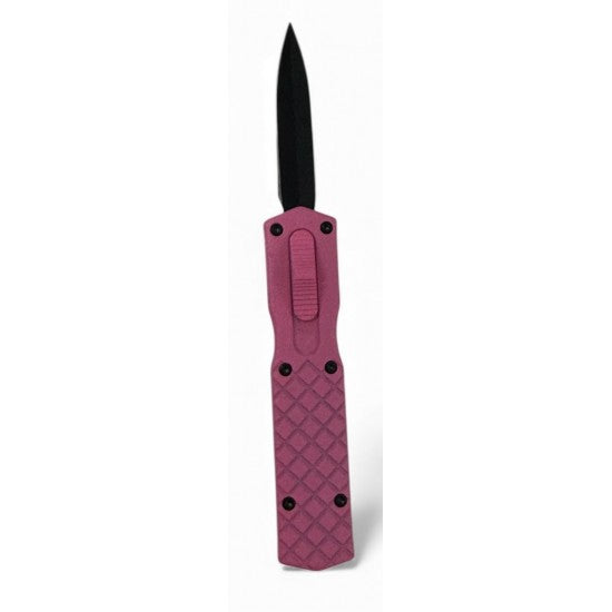 Mini OTF Pink Handle Dagger Blade 5-3/8"